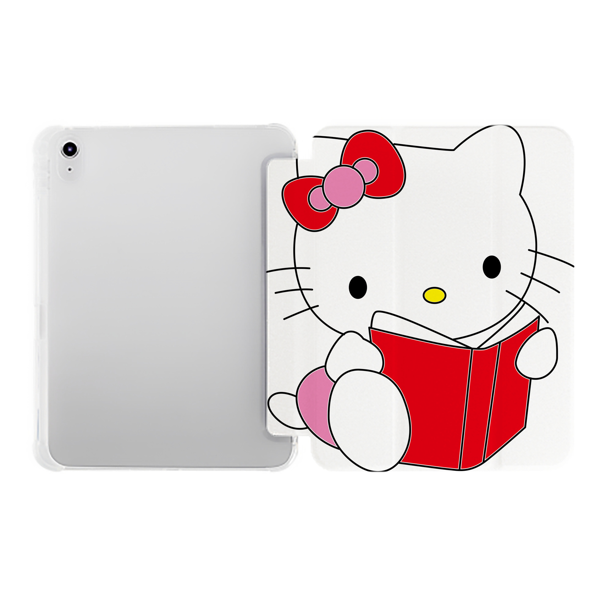 （画像用） Hello Kitty ハローキティ IPad ケース ペン収納付き 三つ折りスタンド PUレザー×シリコン 対応機種9.5/10.5/10.9インチ